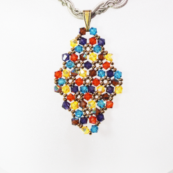 Pendant 30cm - Xochitl Rhombus M-Khaki Braid - Pendant 30cm - Laiton bronze